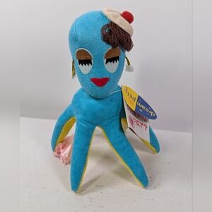 Vtg Dream Pets Mimi Octopus Blue and Yellow Plush w/Red Lips NOS